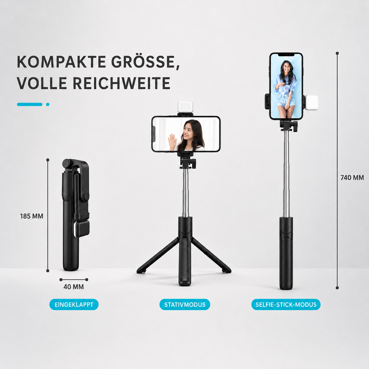 Nordspur | VeloGrip Ausziehbarer Selfie-Stick Stativ