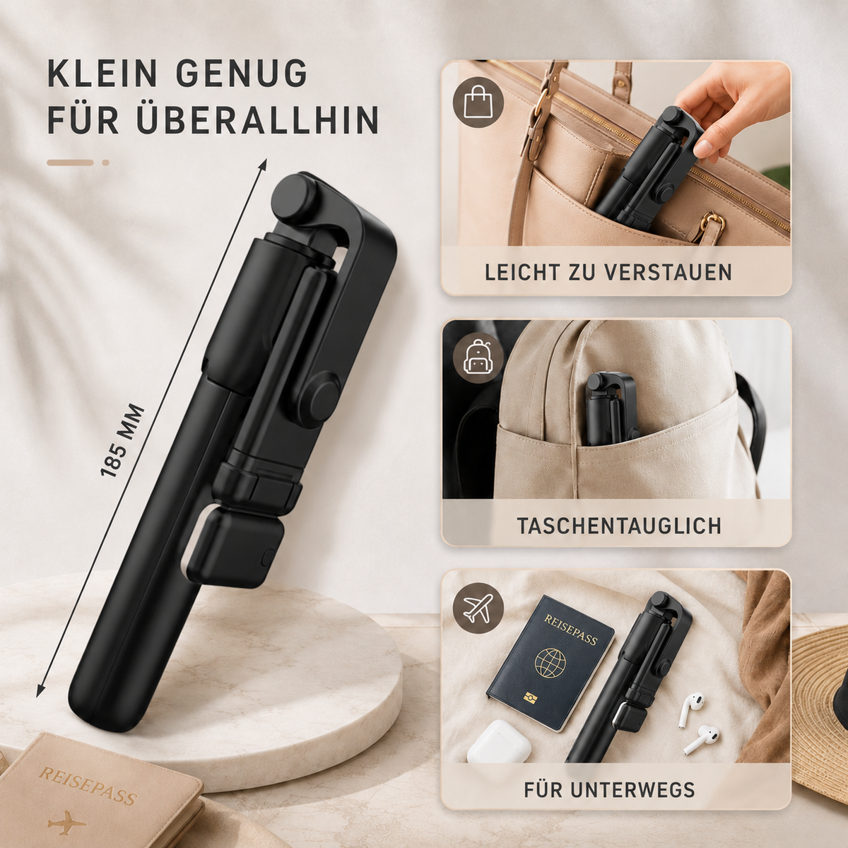 Nordspur | VeloGrip Ausziehbarer Selfie-Stick Stativ