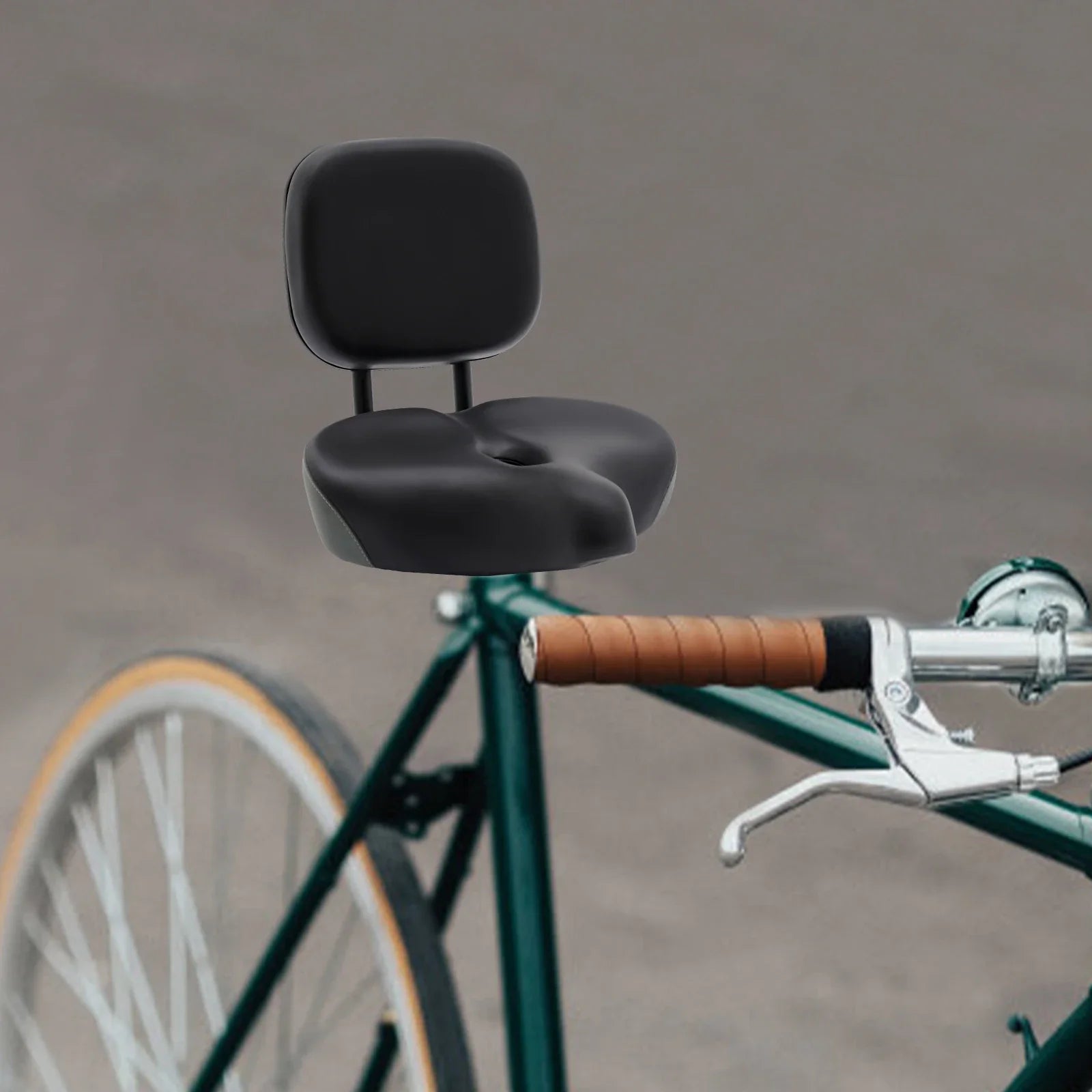 Extrabreiter Fahrradsattel mit Rückenlehne und Druckentlastungskanal