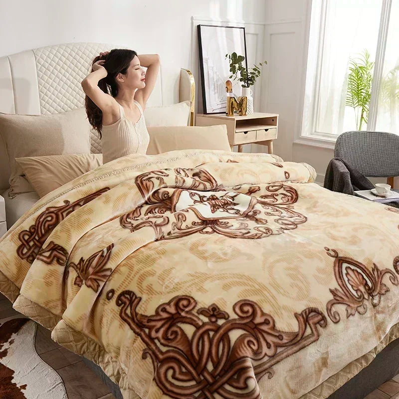 Plüsch-Kuscheldecke mit eleganter Musterung und doppelseitiger Oberfläche