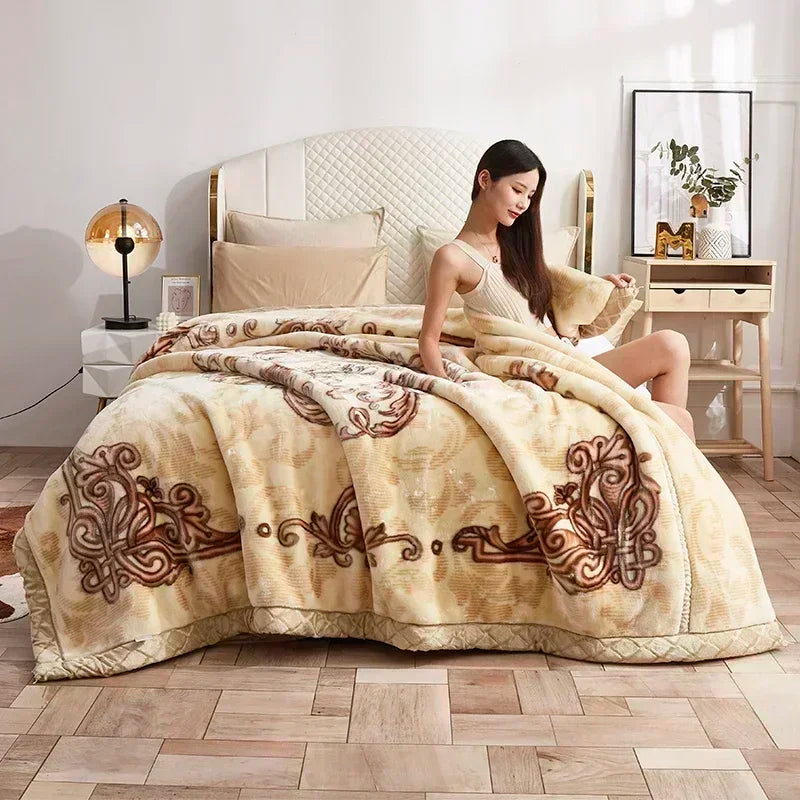 Plüsch-Kuscheldecke mit eleganter Musterung und doppelseitiger Oberfläche
