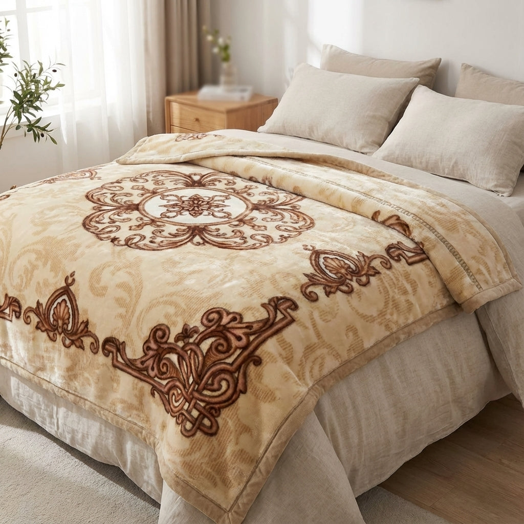 Plüsch-Kuscheldecke mit eleganter Musterung und doppelseitiger Oberfläche