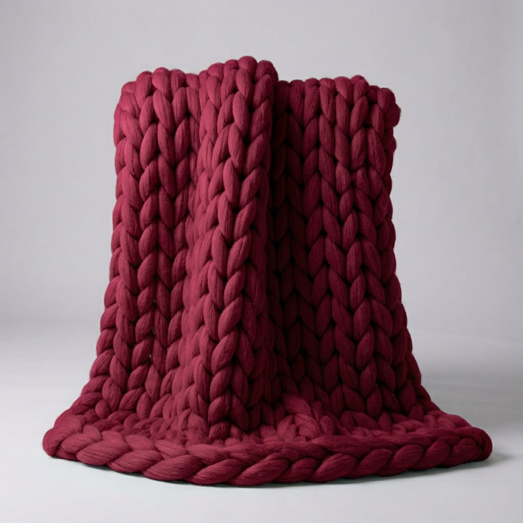 Chunky-Strickwurfdecke übergroß gemütlich warm Sofa