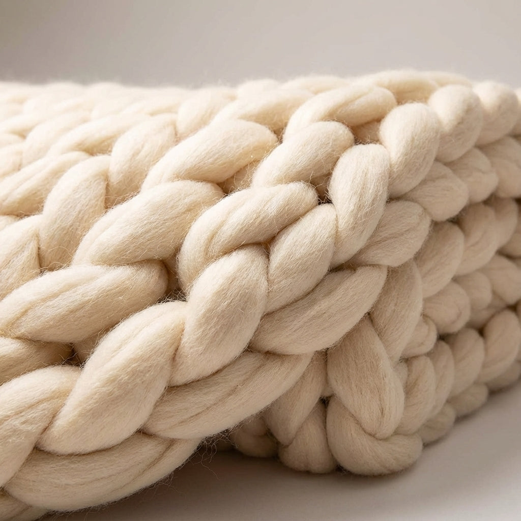 Chunky-Strickwurfdecke übergroß gemütlich warm Sofa