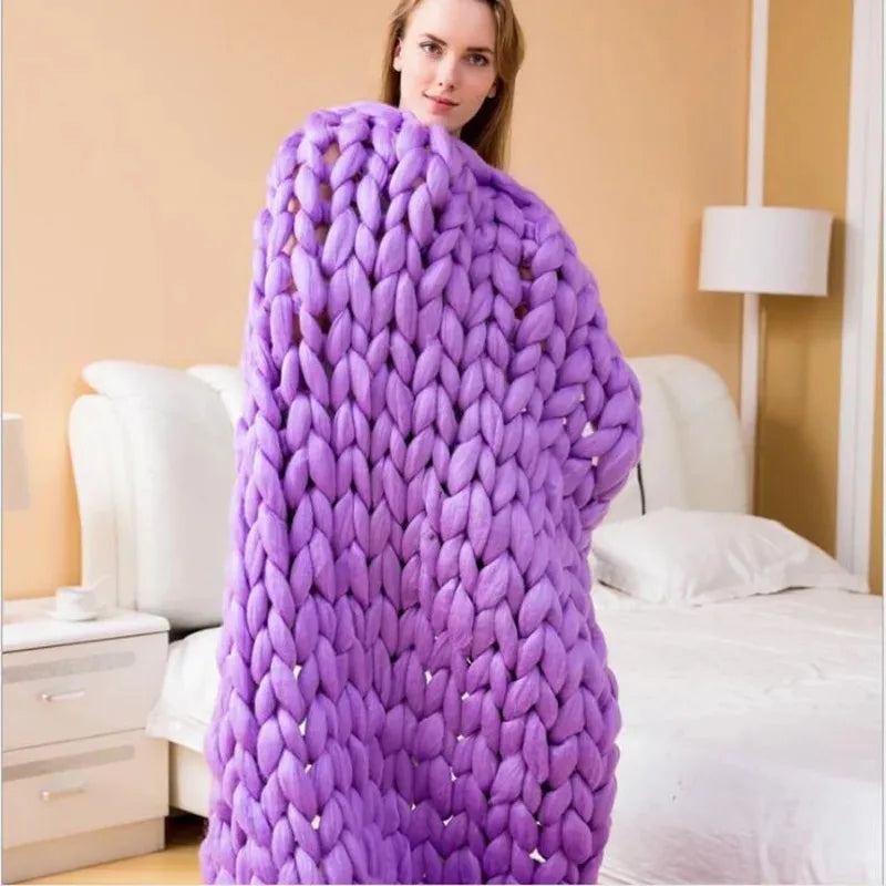 Chunky-Strickwurfdecke übergroß gemütlich warm Sofa