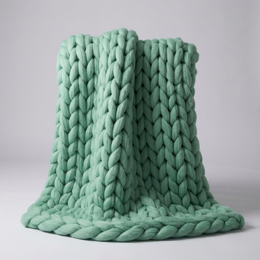 Chunky-Strickwurfdecke übergroß gemütlich warm Sofa