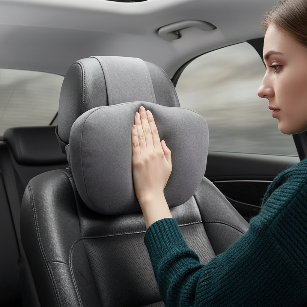 Universales Auto-Kopfstützenkissen mit Mikrofaser-Bezug und ergonomischem Nackenhalt