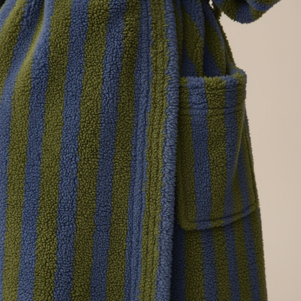 Langer Bademantel Polyester gestreift knöchellang