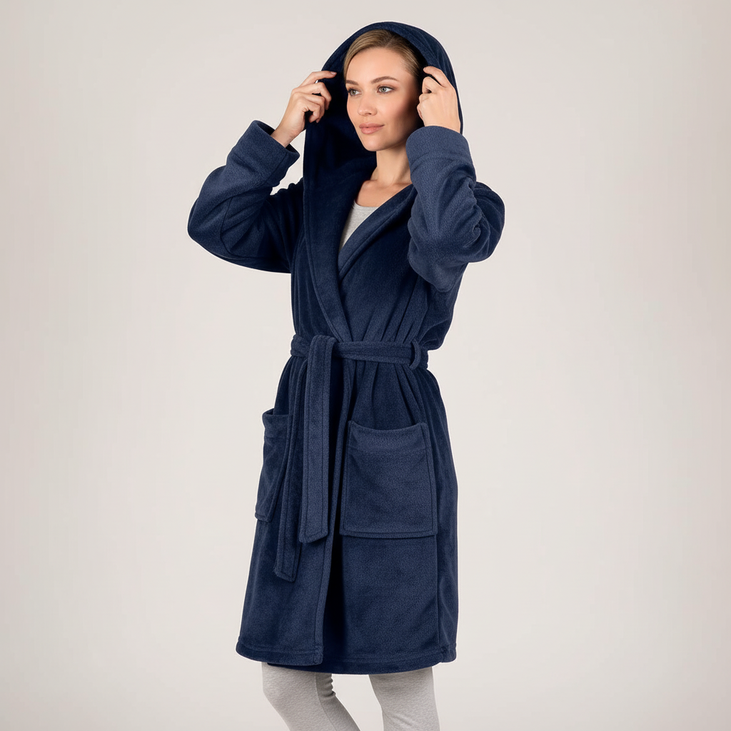 Kapuzen-Kimono-Mantel kurz weiches Plüsch-Design Gürtel