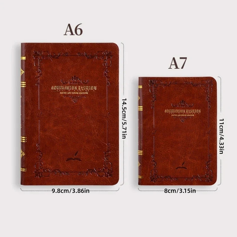 Vintage-Taschennotizbuch mit Goldprägung und festem Hardcover