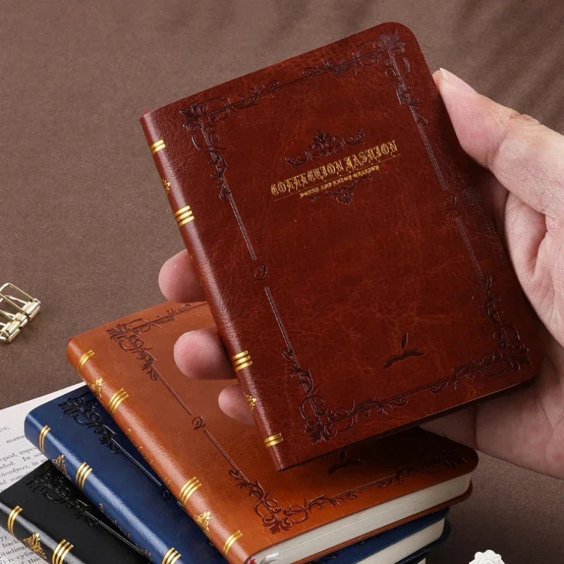 Vintage-Taschennotizbuch mit Goldprägung und festem Hardcover