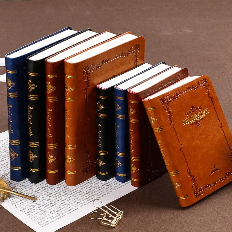Vintage-Taschennotizbuch mit Goldprägung und festem Hardcover