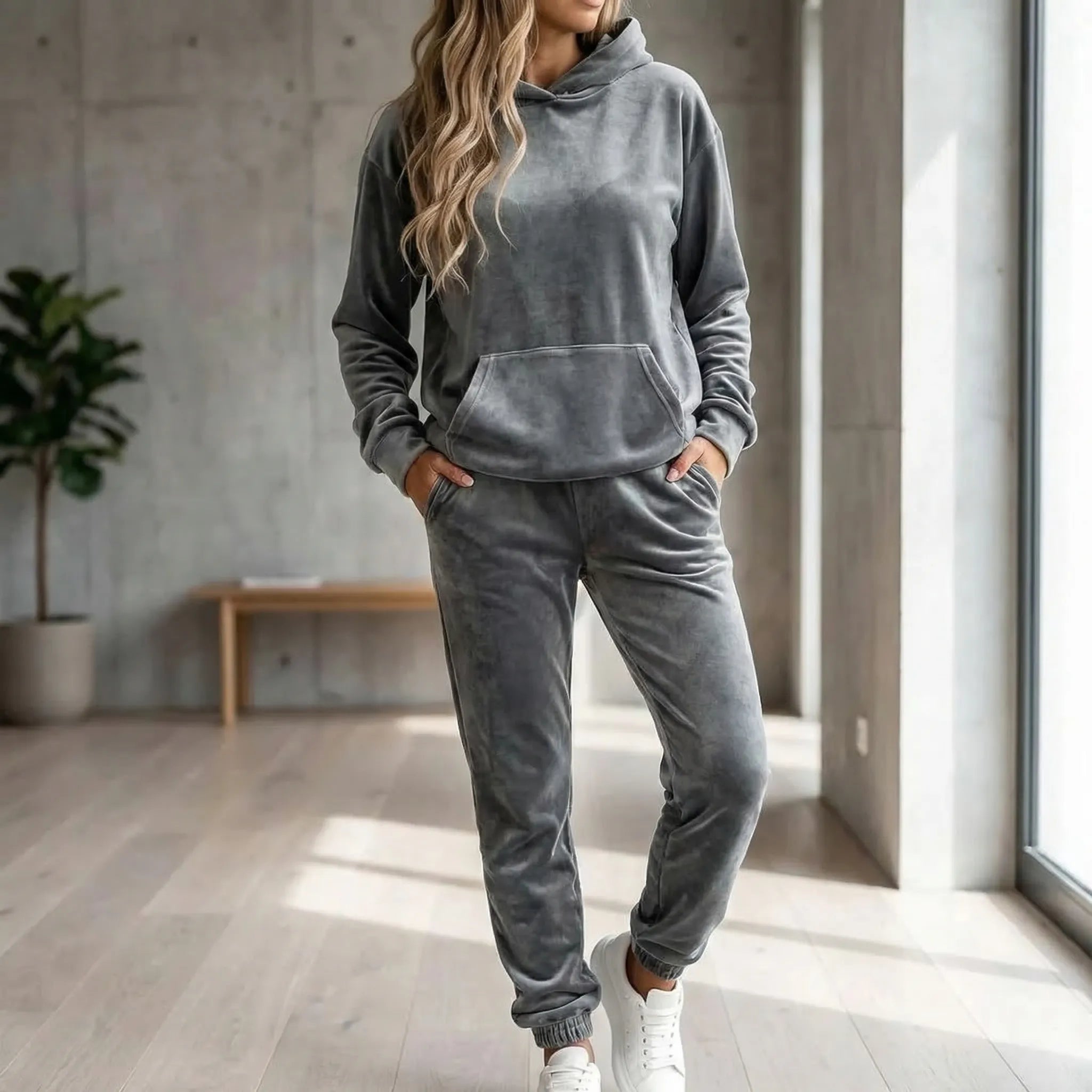 Kapuzen-Trainingsanzug 2-teilig mit übergroßem Hoodie und Slim-Fit-Jogginghosen