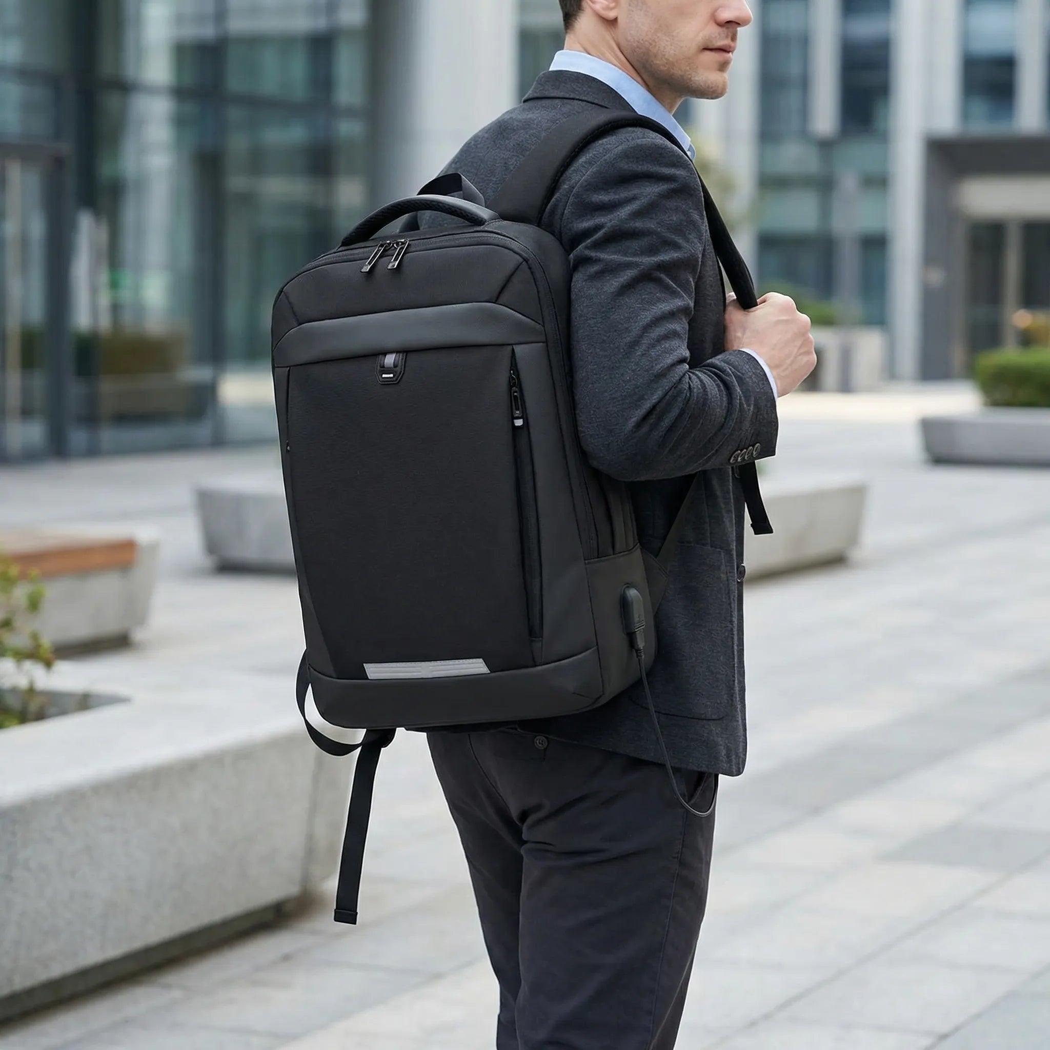 Laptop-Rucksack 17 Zoll erweiterbar USB-Ladung wasserabweisend