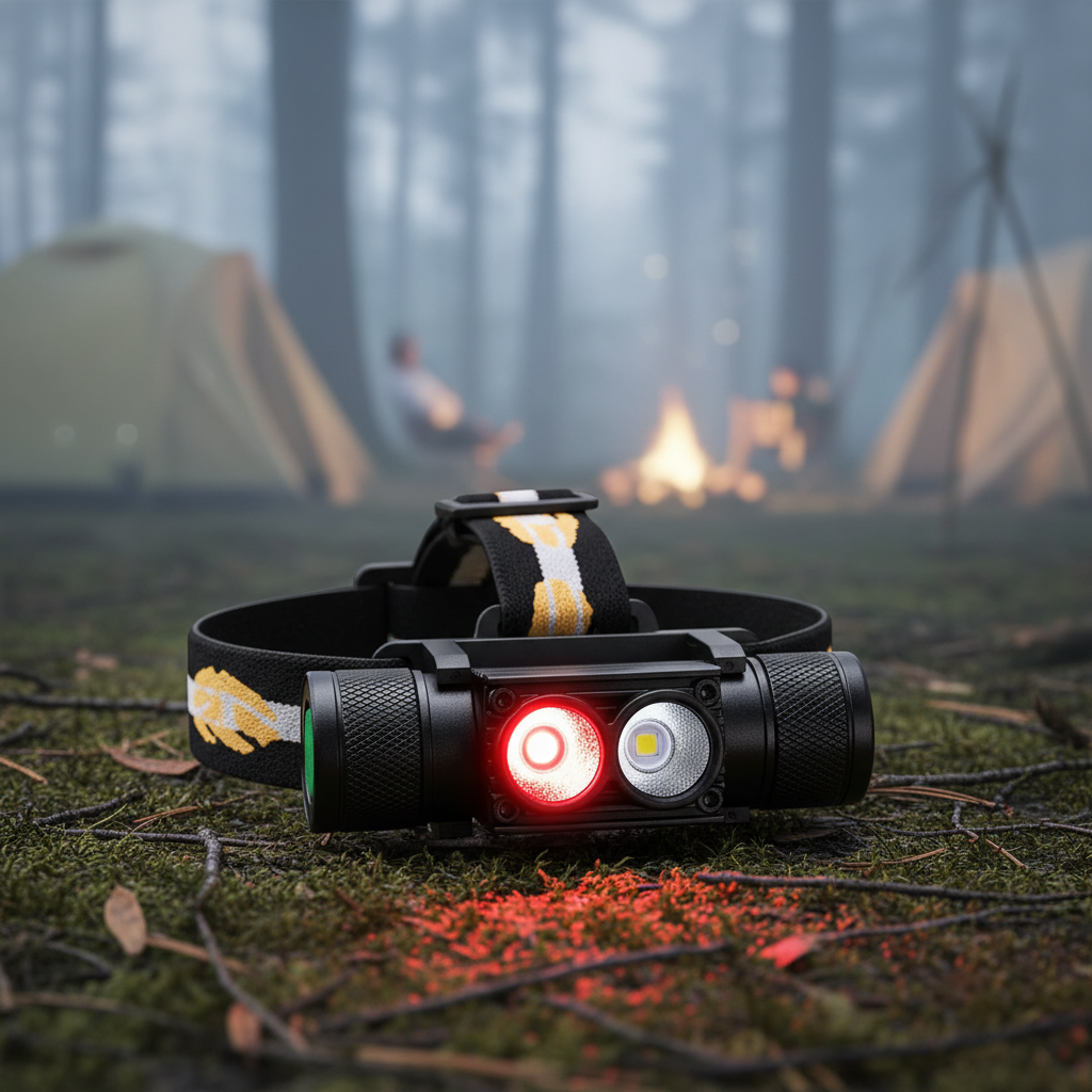 LED-Stirnlampe aufladbar wasserdicht mit rotem Nachtmodus