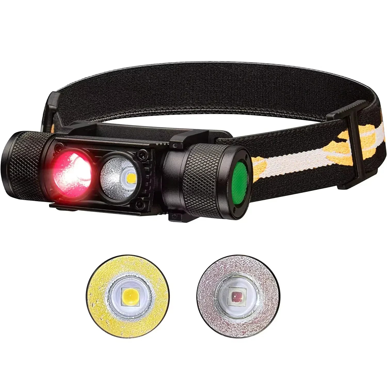 LED-Stirnlampe aufladbar wasserdicht mit rotem Nachtmodus
