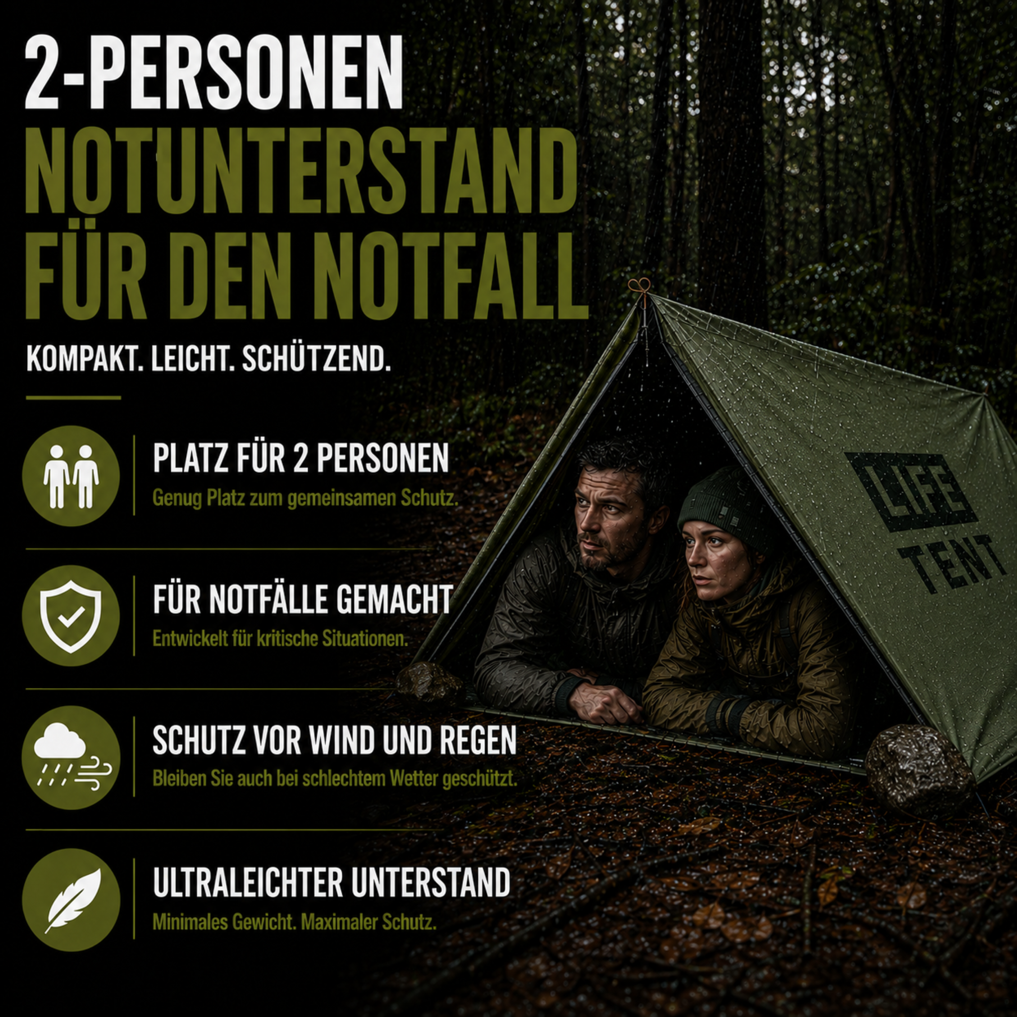 Nordspur | Vigoraid Kompaktes 2-Personen Notfallzelt