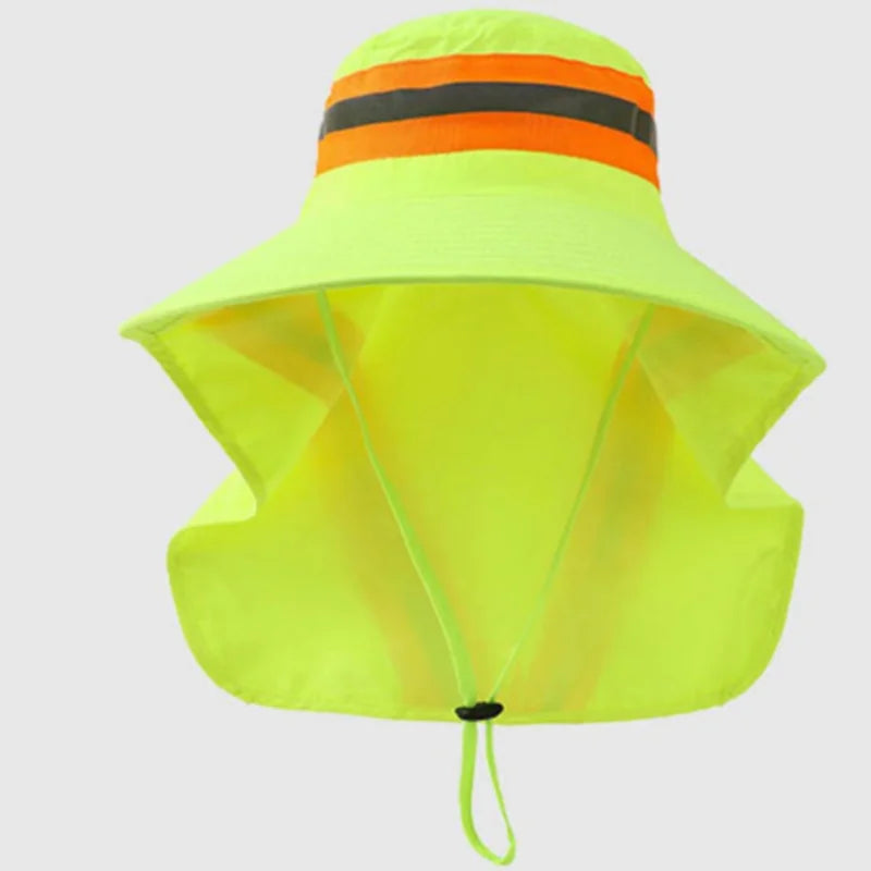Hochsichtbarkeitshut mit Nackenschutz reflektierende Bänder Outdoor