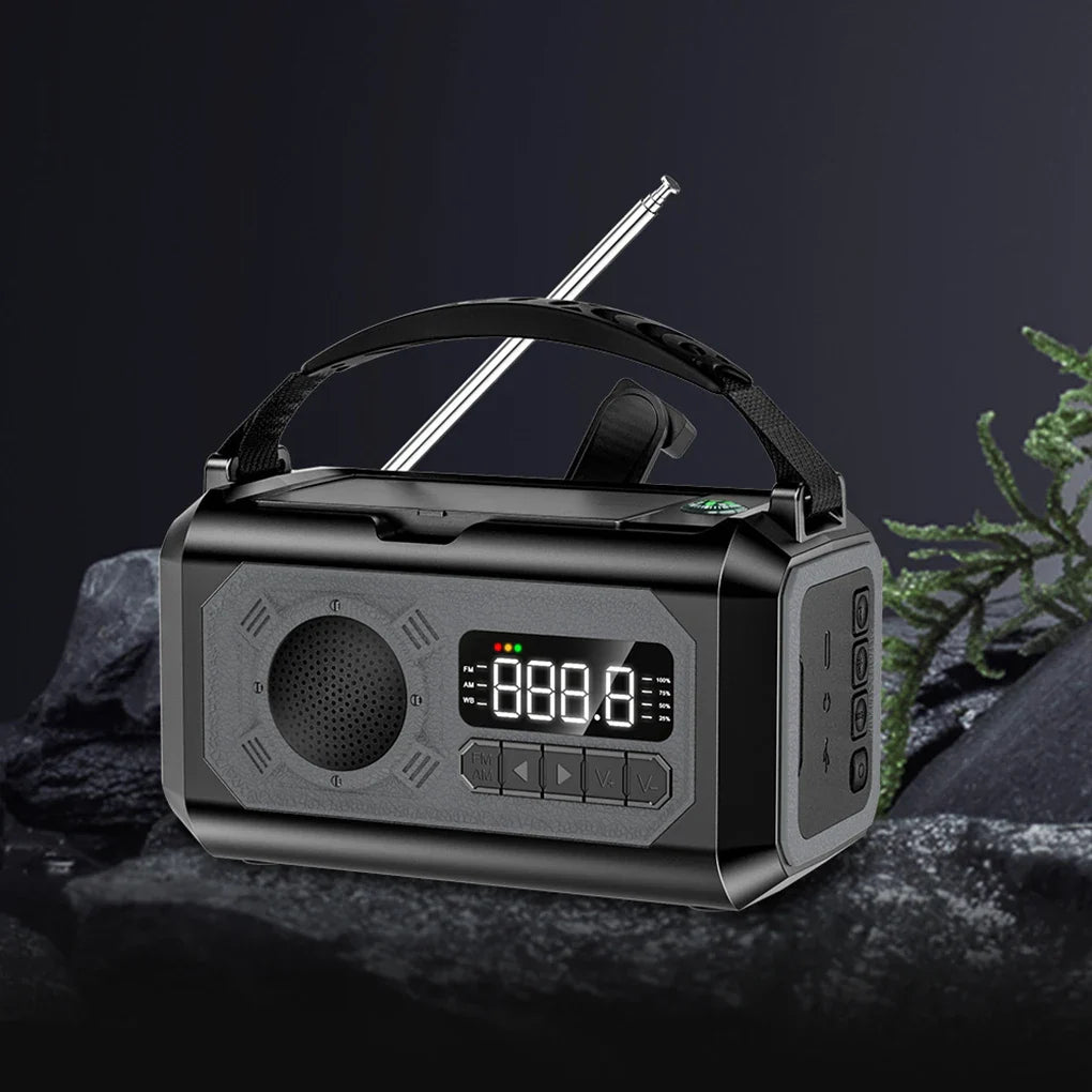 Tragbares Notfallradio mit Solarpanel und Handkurbel LED-Lampe