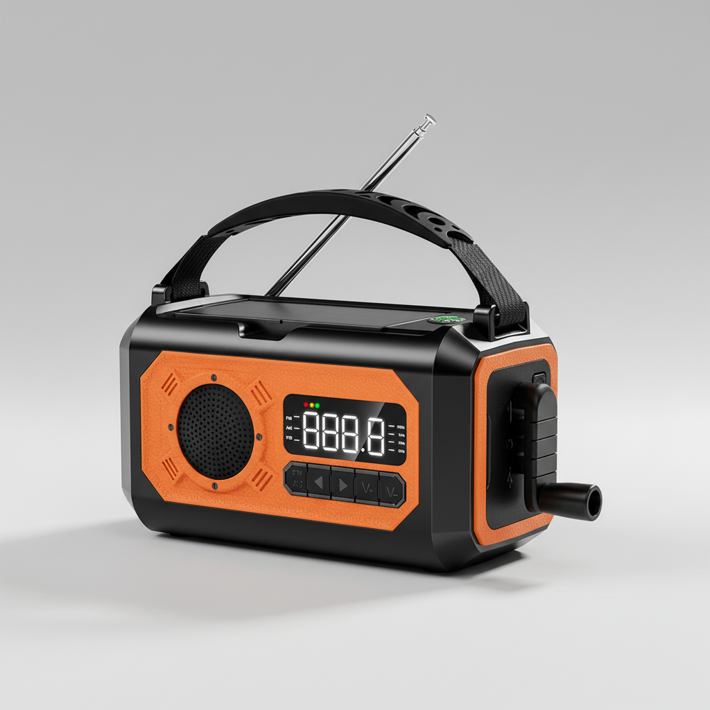 Tragbares Notfallradio mit Solarpanel und Handkurbel LED-Lampe
