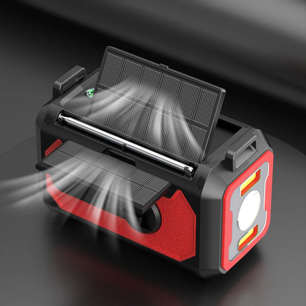 Tragbares Notfallradio mit Solarpanel und Handkurbel LED-Lampe