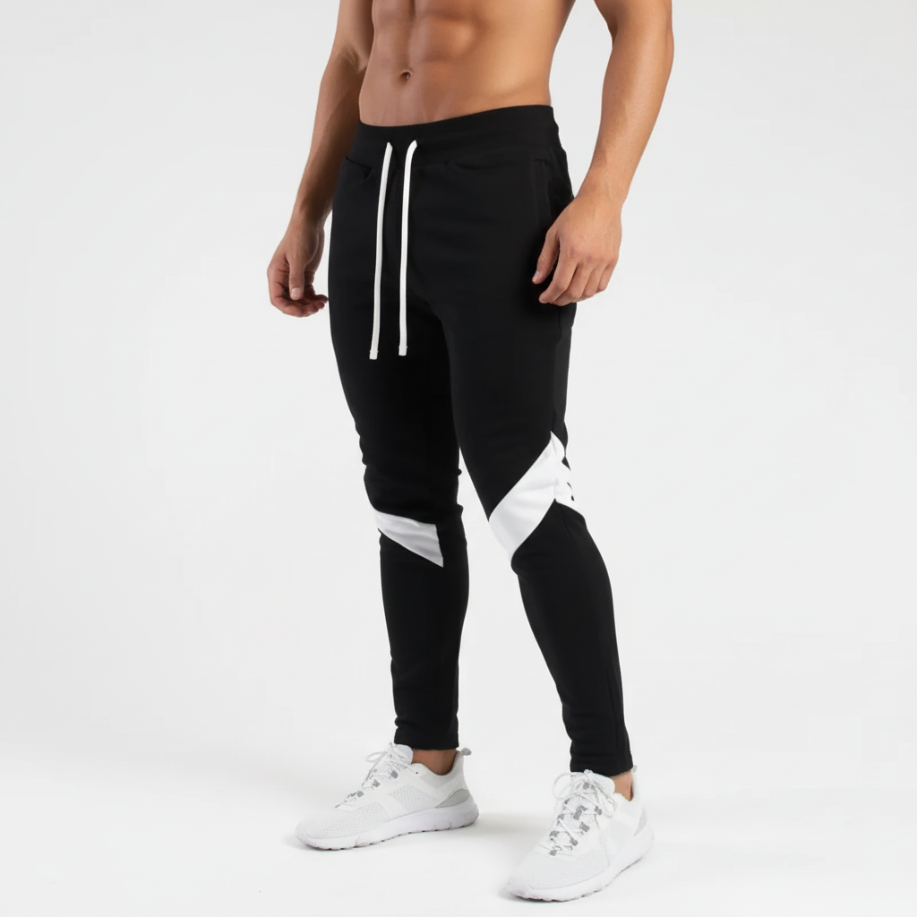 Schlanke athletische Jogger-Hose mit Seitenpanels und Tunnelzug