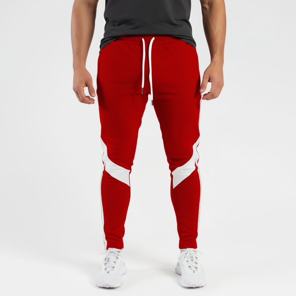 Schlanke athletische Jogger-Hose mit Seitenpanels und Tunnelzug