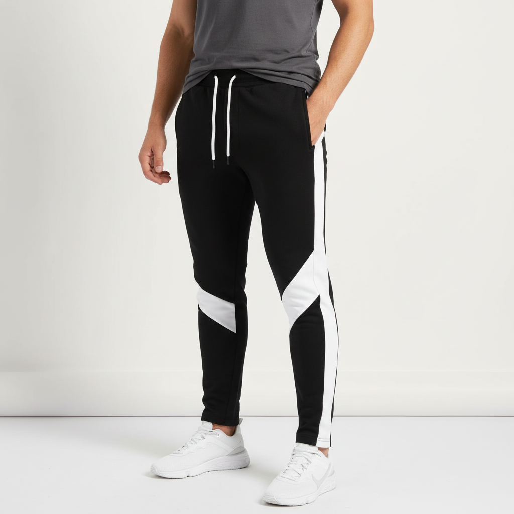 Schlanke athletische Jogger-Hose mit Seitenpanels und Tunnelzug