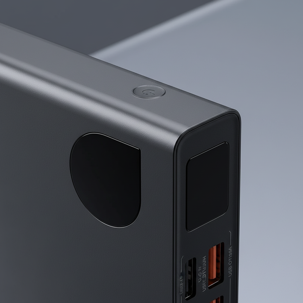 Tragbare Metallpower-Bank mit digitaler Anzeige und USB-Anschlüssen