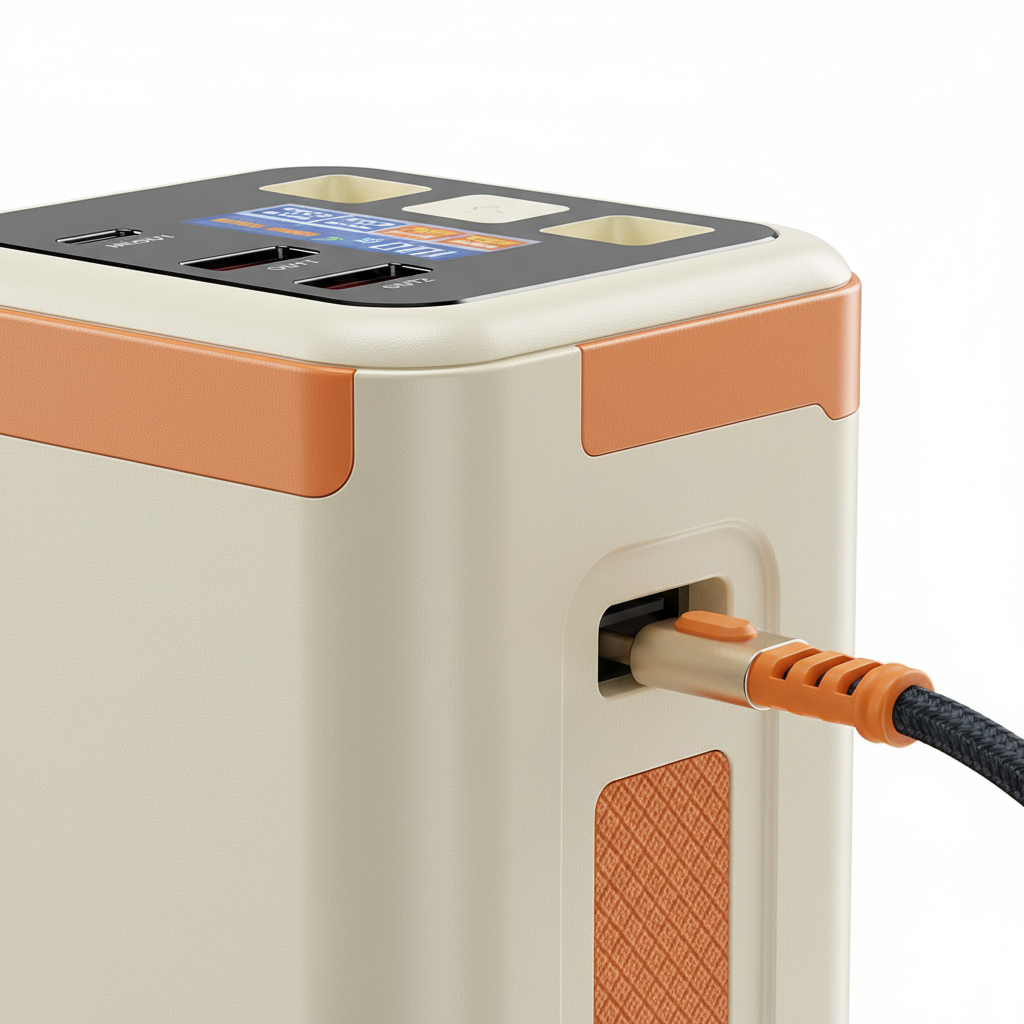 Tragbare Powerbank mit 100W Schnellladen, integrierten Kabeln und digitalem Display
