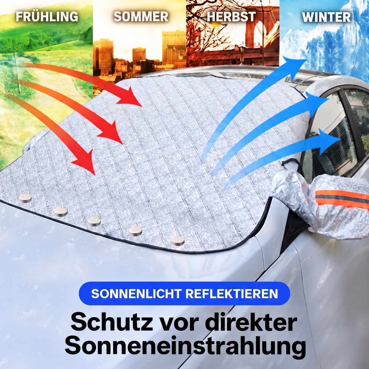 Nordspur | Vordere Windschutzscheiben-Abdeckung – Schutz für alle vier Jahreszeiten, Frostschutz & hohe Qualität – perfekt für Autos, Vans und SUVs