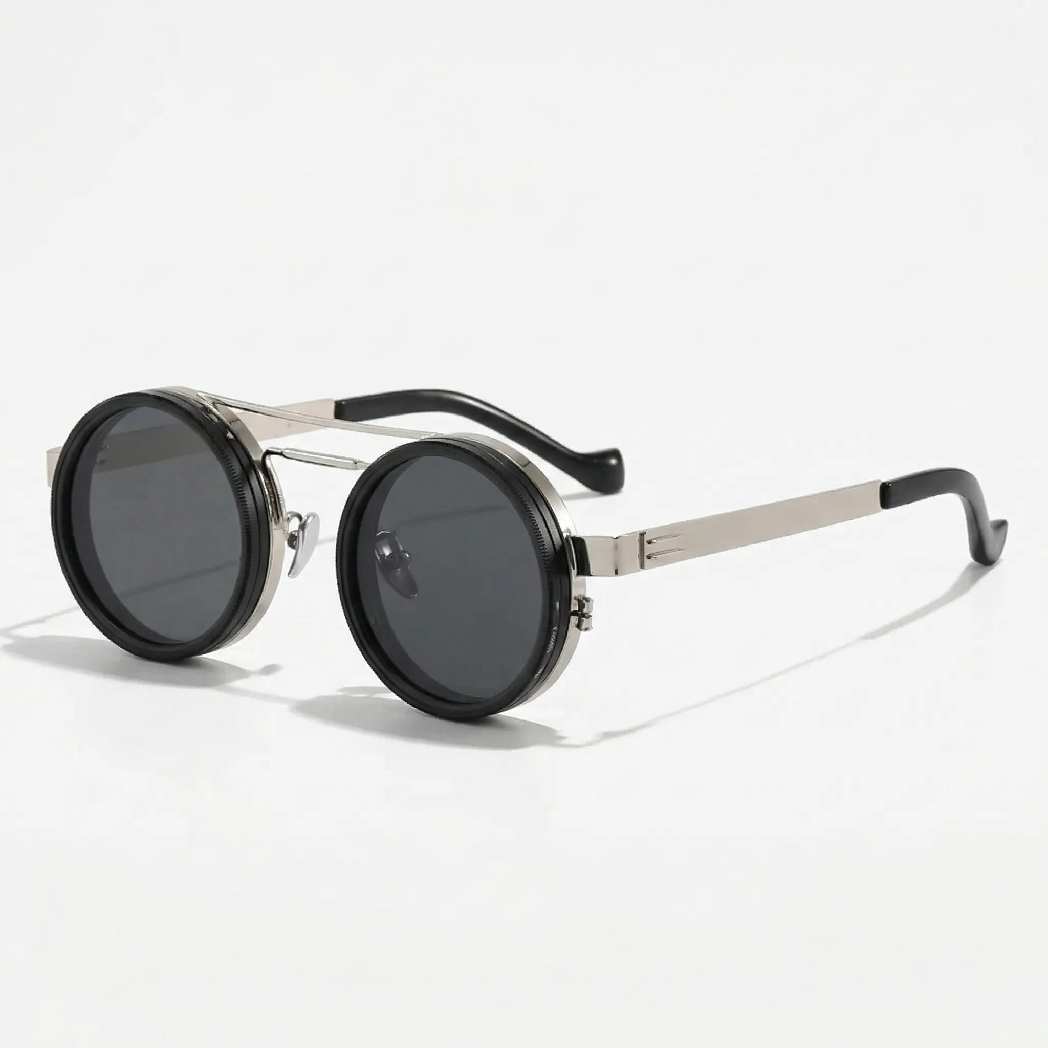 Runde Steampunk-Sonnenbrille mit dimmbar polarisierten Linsen