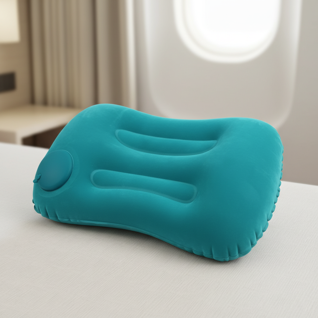 Aufblasbares Reisekissen mit ergonomischer Nackenunterstützung