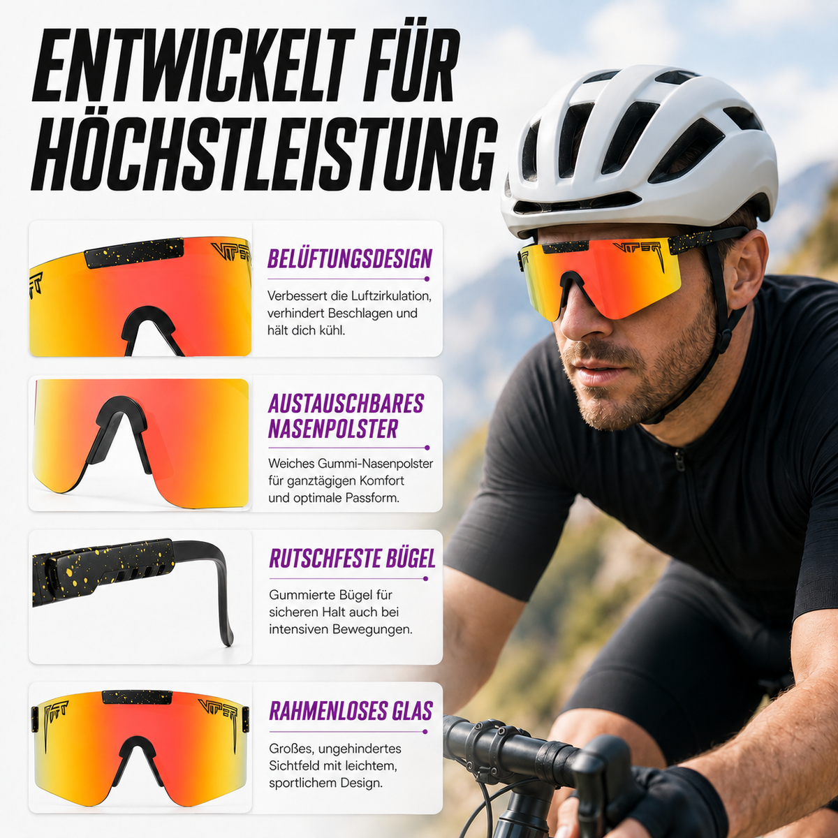 Nordspur | Vyndra Übergroße Sportschild-Sonnenbrille