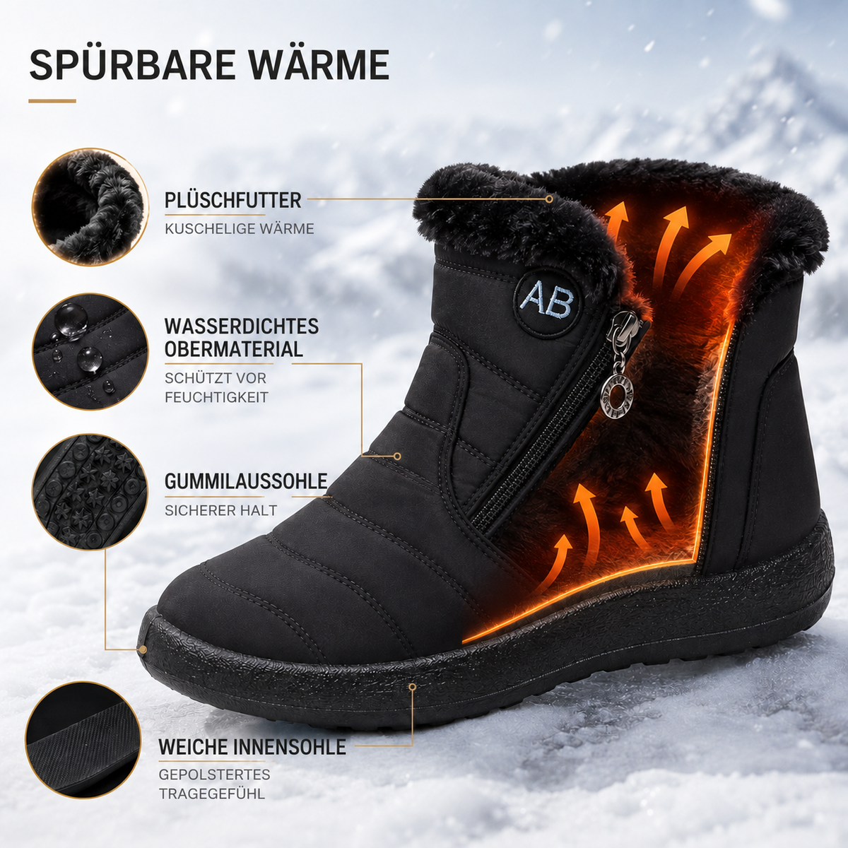 Nordspur | Wasserdichte Knöchel-Winterstiefel