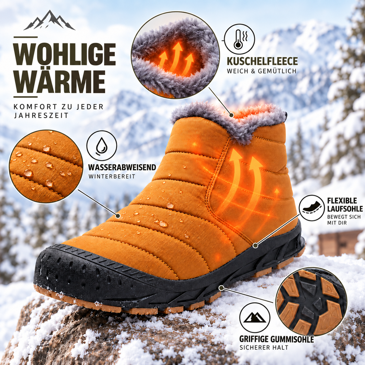 Nordspur | Wasserdichte Winterstiefel mit Fleece-Futter