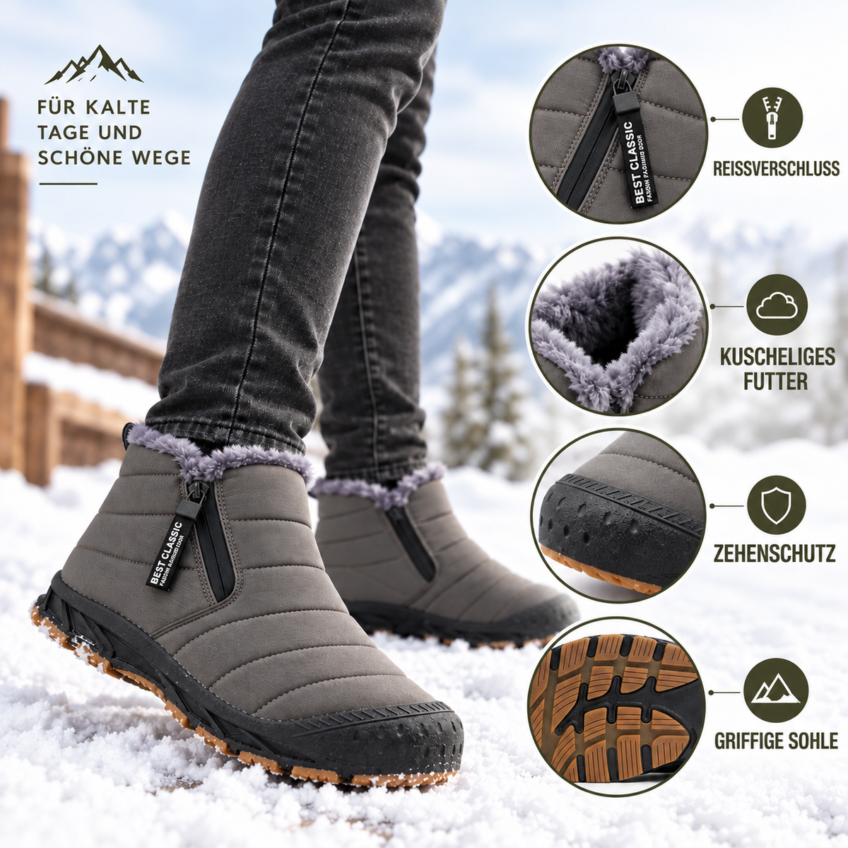 Nordspur | Wasserdichte Winterstiefel mit Fleece-Futter