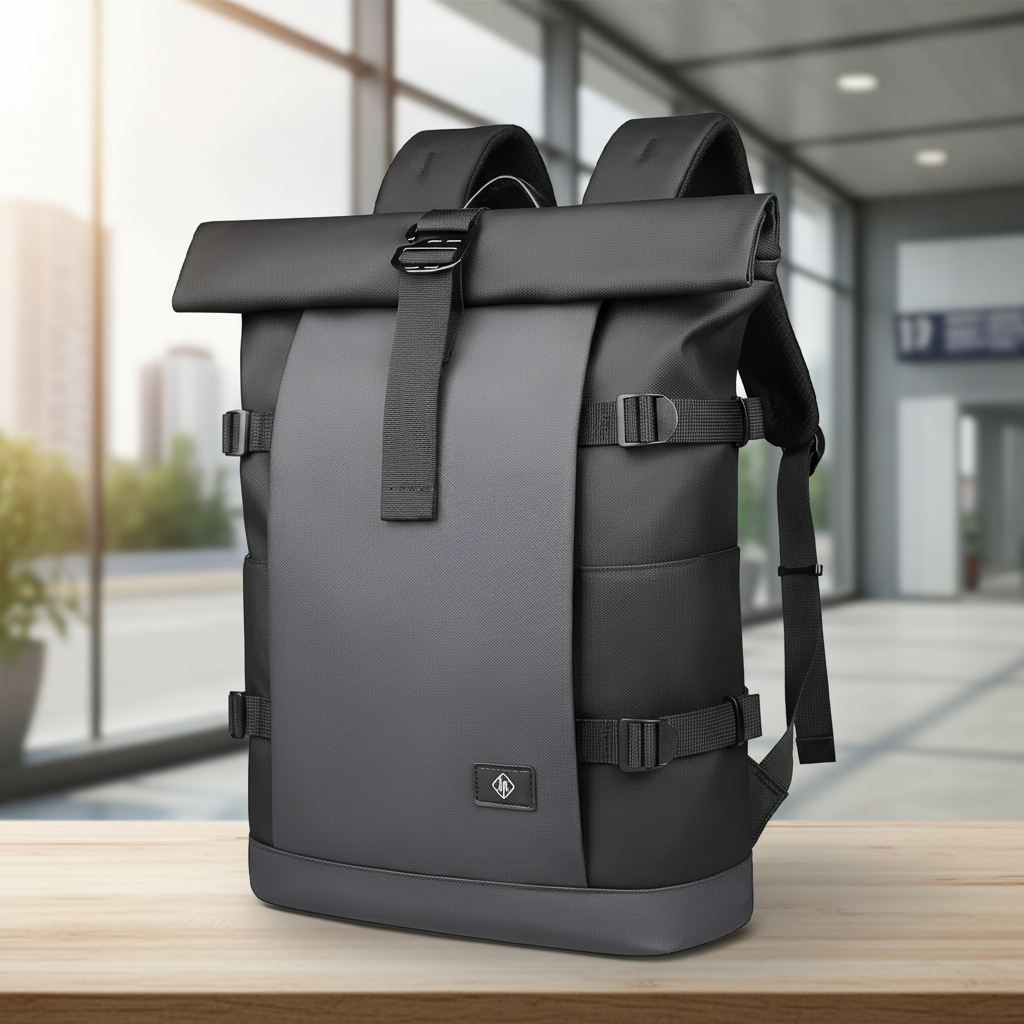 Wasserdichter Roll-Top-Rucksack mit Laptop-Fach und Diebstahlschutz
