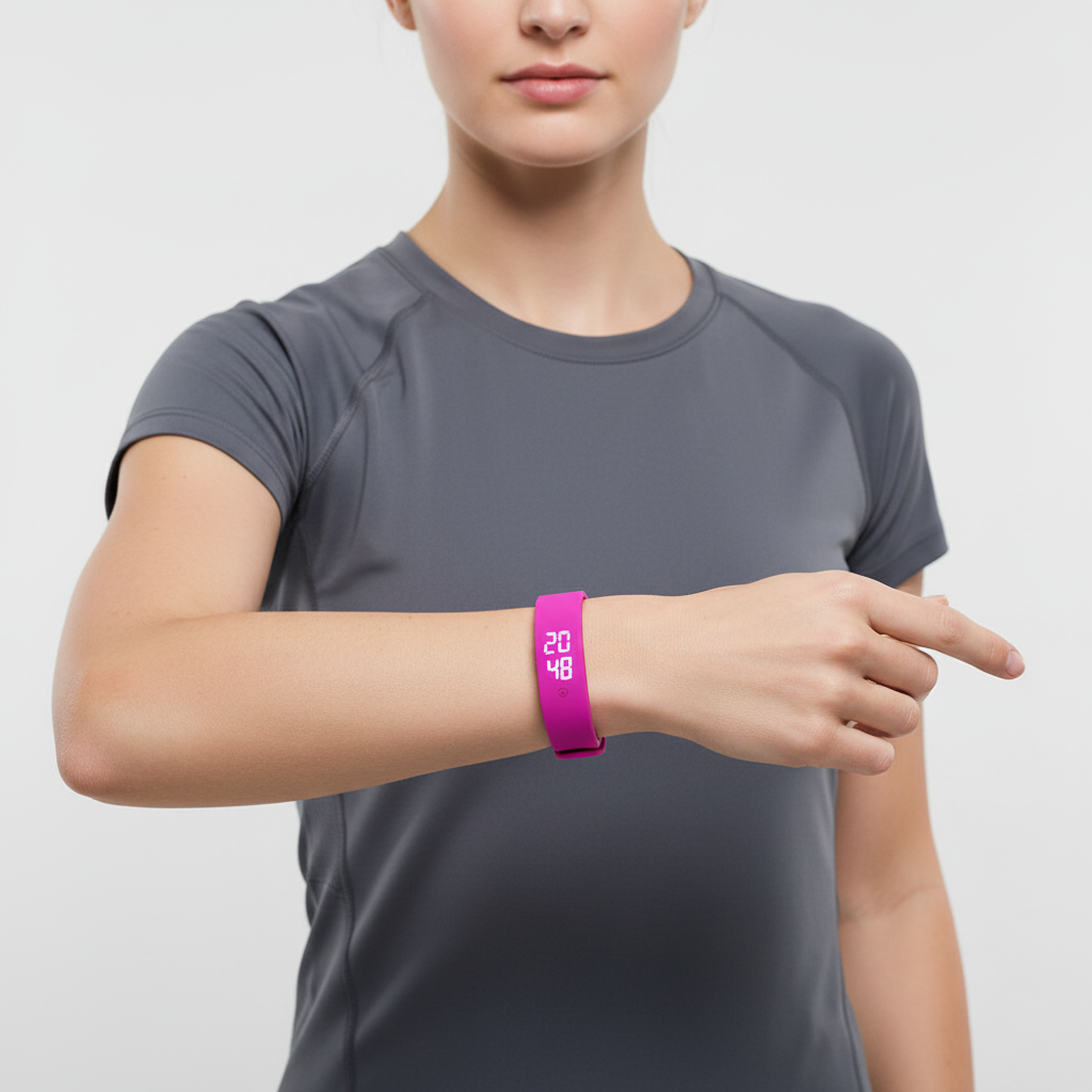 Wasserdichte Smartwatch mit Silikonarmband und Temperaturüberwachung