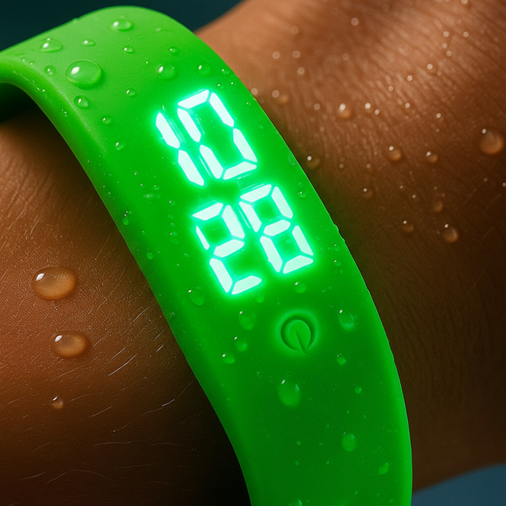 Wasserdichte Smartwatch mit Silikonarmband und Temperaturüberwachung