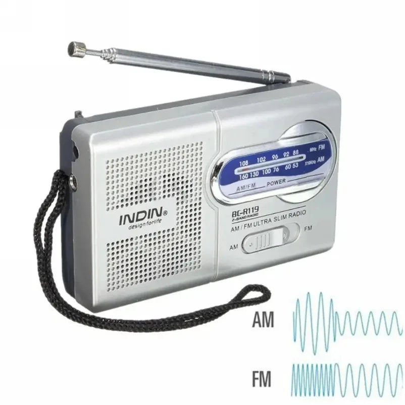 Tragbares AM FM Radio mit Batteriebetrieb und ausziehbarer Antenne