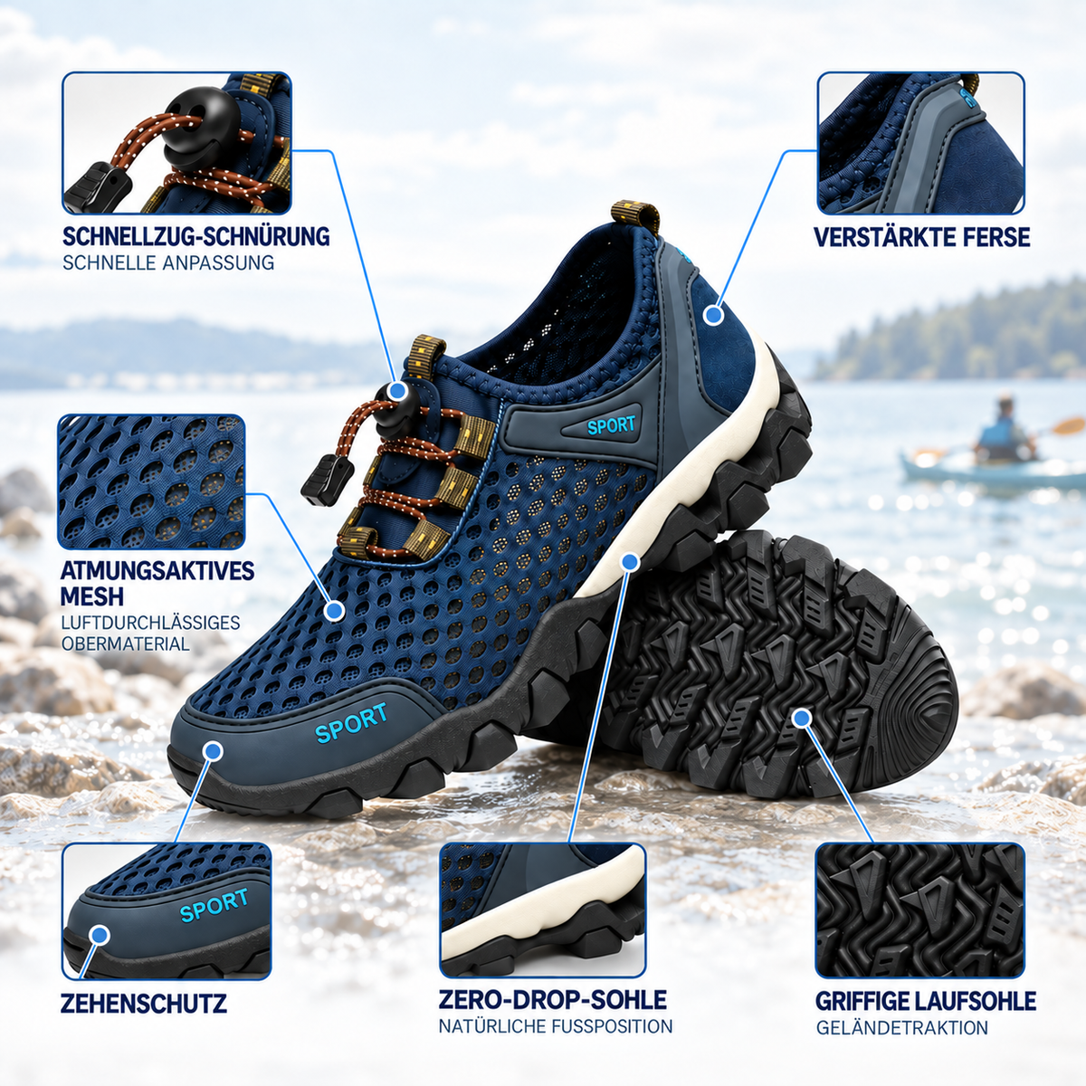Nordspur | Waverun Leichte atmungsaktive Wassersportschuhe