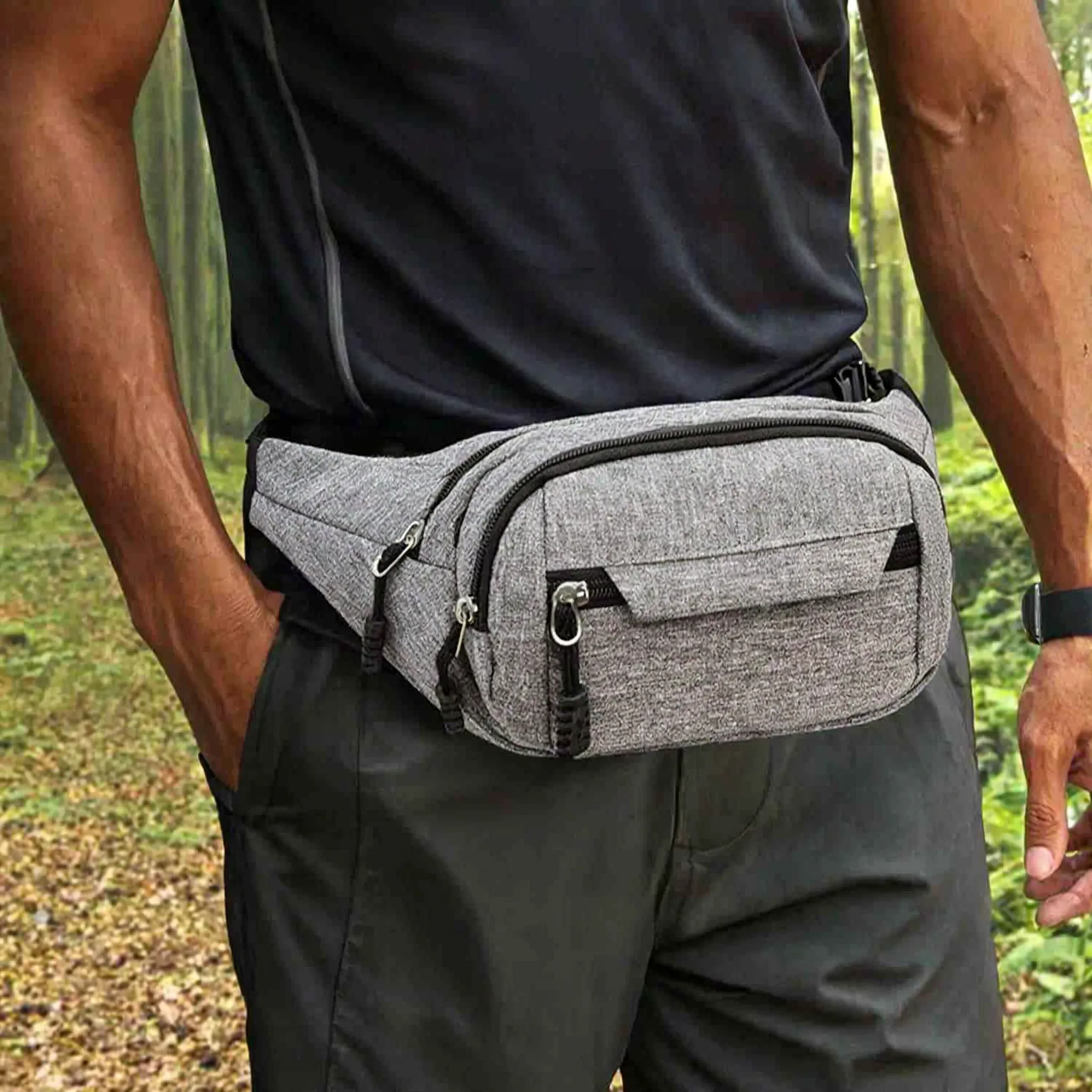 Herren-Gürteltasche wasserfest mit Reißverschlusstaschen und verstellbarem Gurt