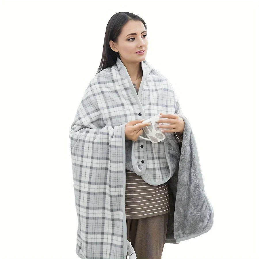Tragbarer Flanell-Umhang mit weichem Fleece-Innenfutter reversibel
