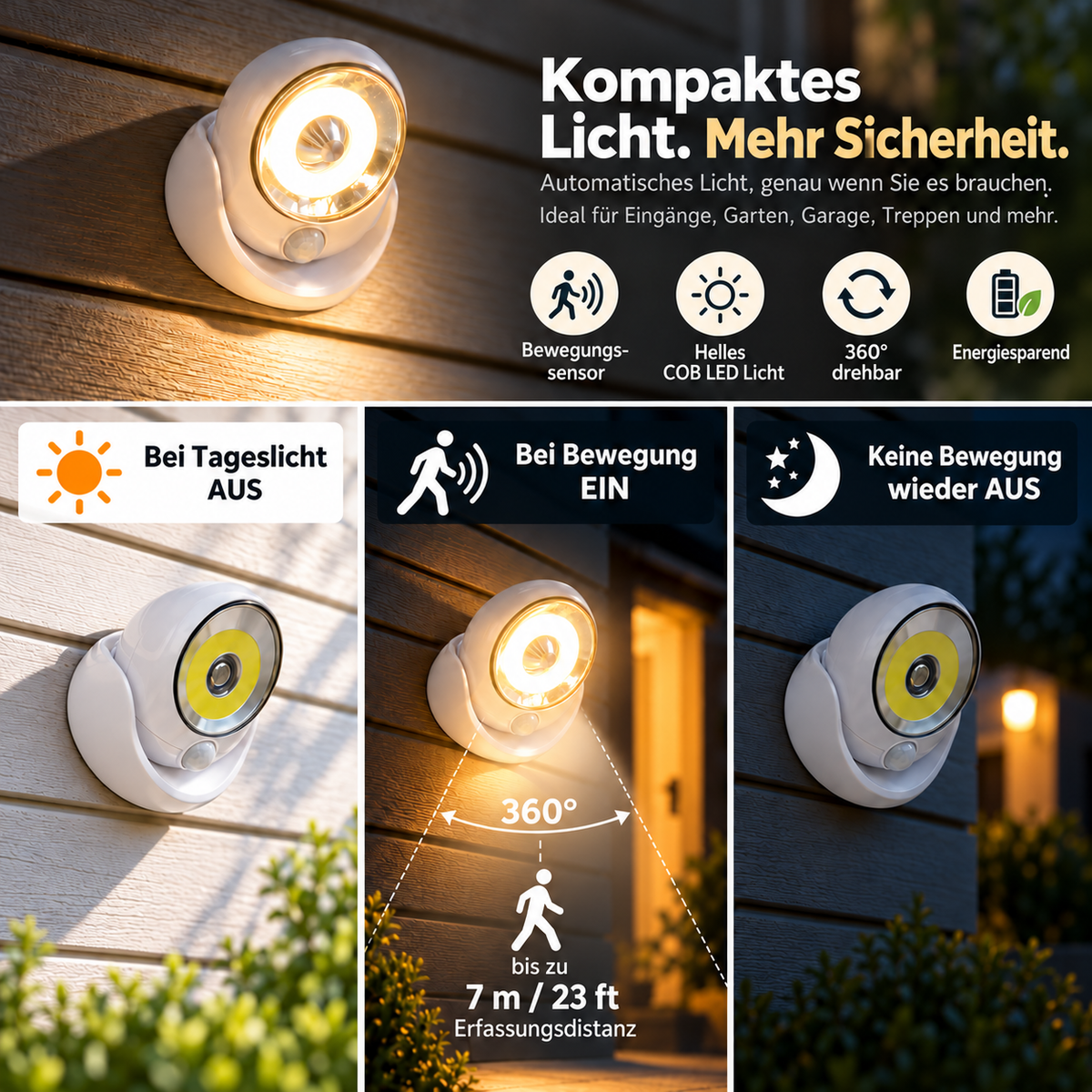 Nordspur | Wetterfeste LED-Bewegungsleuchte