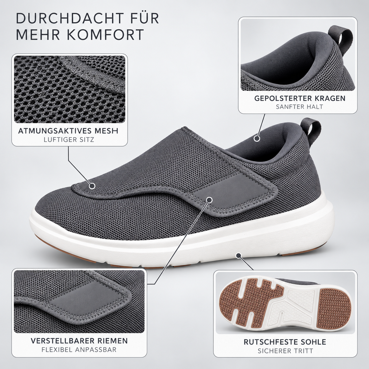 Nordspur | Widestryde Extraweite Verstellbare Gehschuh für Herren