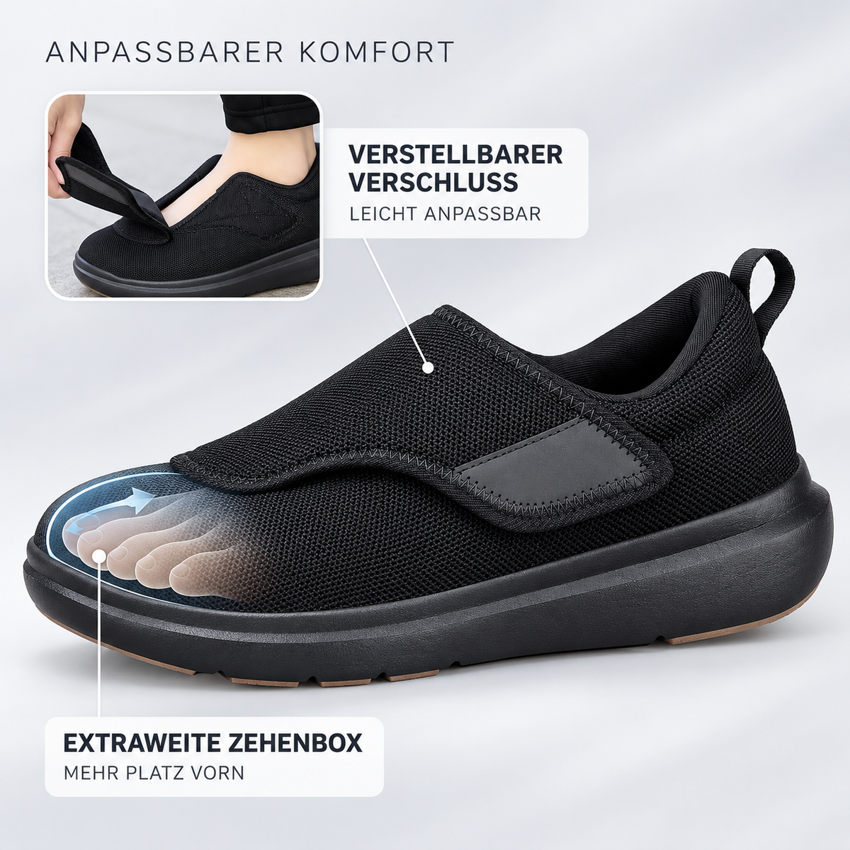 Nordspur | Widestryde Extraweite Verstellbare Gehschuh für Herren