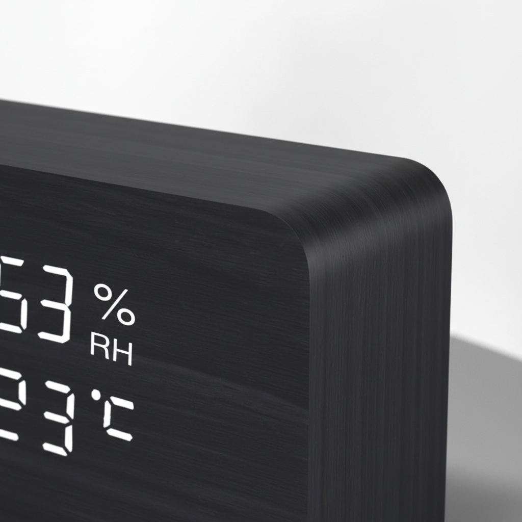 Digitale Holz-Tischuhr LED-Display Sprachsteuerung Temperaturanzeige
