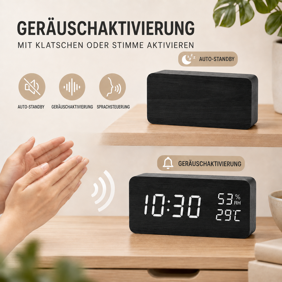 Nordspur | Woodverge Digitale Holz-Tischuhr