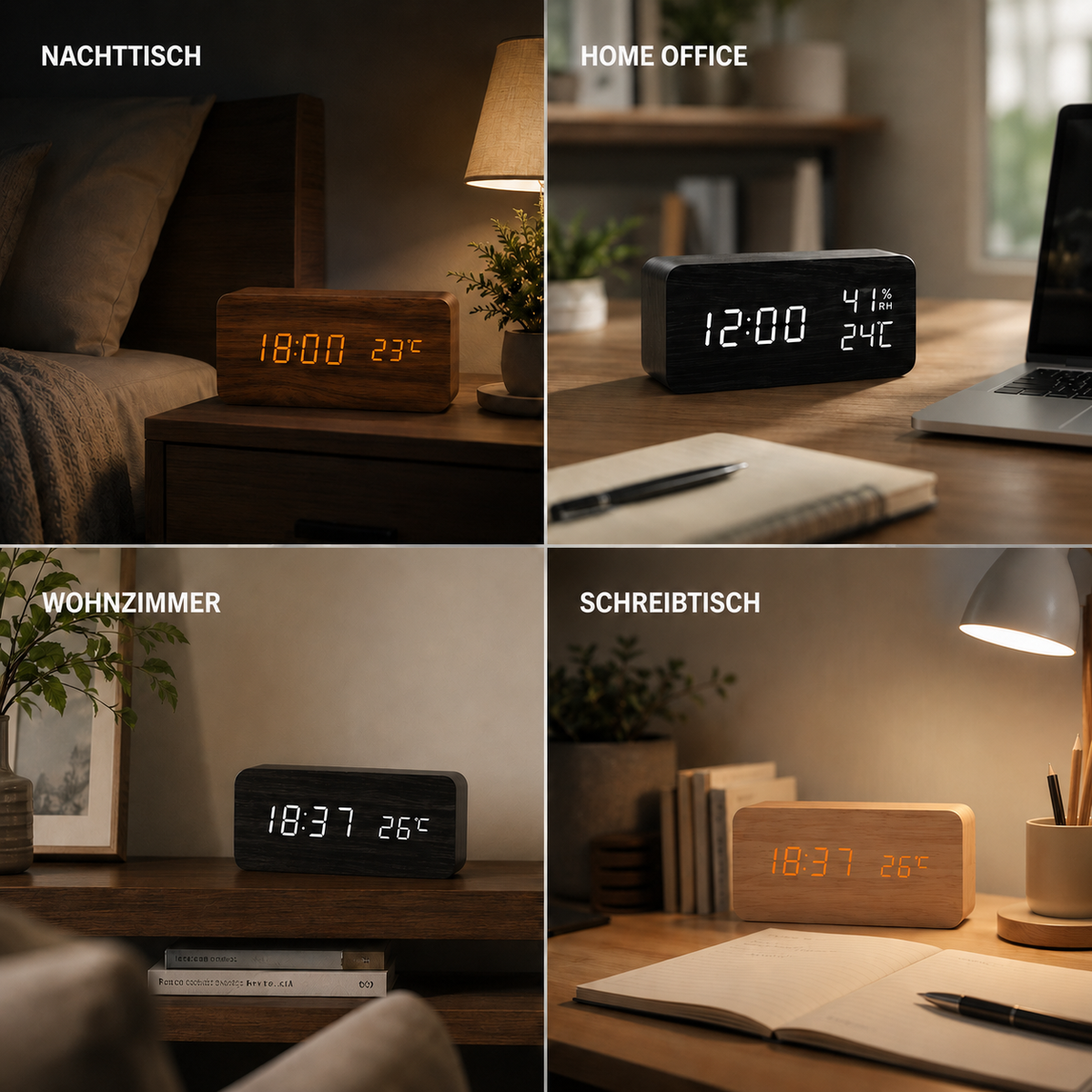 Nordspur | Woodverge Digitale Holz-Tischuhr